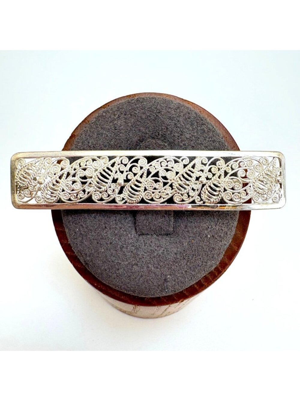 Scroll Design Sterling Silver 925 Bar Pin Rectangle Signed Germany 2.25" L